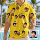 Man wearing Men's Nutty Nectar Custom Face Polo Shirt — custom faces printed all-over