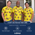 Friends in matching Men's Nutty Nectar Custom Face Polo Shirt — a group gift photo