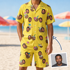 Man wearing Men's Nutty Nectar Custom Face Shirt & Shorts Set — custom faces printed all-over