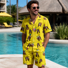 Real-life photo of someone wearing Men's Nutty Nectar Custom Face Shirt & Shorts Set — custom faces printed all-over