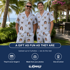 Friends in matching Men's Rum Reverie Custom Face Shirt & Shorts Set — a group gift photo