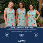 Friends in matching Women's Hula Harmonics Custom Face V-Neck Dress — a group gift photo