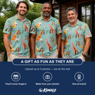 Friends in matching Men's Hula Harmonics Custom Face Polo Shirt — a group gift photo