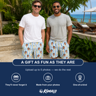 Friends in matching Men's Pina Palooza Custom Face Beach Shorts — a group gift photo