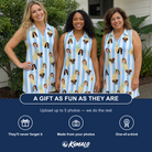Friends in matching Women's Pina Palooza Custom Face V-Neck Dress — a group gift photo