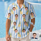 Man wearing Men's Pina Palooza Custom Face Hawaiian Shirt — custom faces printed all-over