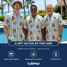 Friends in matching Men's Pina Palooza Custom Face Hawaiian Shirt — a group gift photo