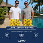 Friends in matching Men's Vineyard Vibes Custom Face Beach Shorts — a group gift photo