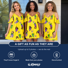 Friends in matching Women's Vineyard Vibes Custom Face Off-Shoulder Dress — a group gift photo