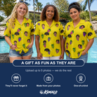 Friends in matching Women's Vineyard Vibes Custom Face Hawaiian Shirt — a group gift photo
