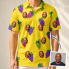 Man wearing Men's Vineyard Vibes Custom Face Polo Shirt — custom faces printed all-over
