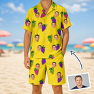 Man wearing Men's Vineyard Vibes Custom Face Shirt & Shorts Set — custom faces printed all-over