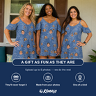 Friends in matching Women's Golden Gush Custom Face Off-Shoulder Dress — a group gift photo