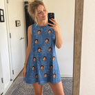 Real-life photo of someone wearing Women's Golden Gush Custom Face Tank Dress — custom faces printed all-over
