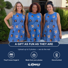 Friends in matching Women's Golden Gush Custom Face Tank Dress — a group gift photo
