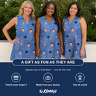 Friends in matching Women's Golden Gush Custom Face V-Neck Dress — a group gift photo