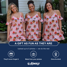 Friends in matching Women's Watermelon Whimsy Custom Face Off-Shoulder Dress — a group gift photo