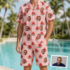 Man wearing Men's Watermelon Whimsy Custom Face Shirt & Shorts Set — custom faces printed all-over