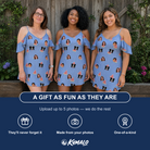 Friends in matching Women's Melon Mosaic Custom Face Off-Shoulder Dress — a group gift photo