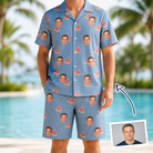 Man wearing Men's Melon Mosaic Custom Face Shirt & Shorts Set — custom faces printed all-over
