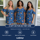 Friends in matching Women's Finny Business Custom Face Off-Shoulder Dress — a group gift photo
