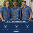 Friends in matching Men's Finny Business Custom Face Polo Shirt — a group gift photo