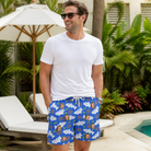 Real-life photo of someone wearing Men's River Rascals Custom Face Beach Shorts — custom faces printed all-over