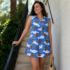 Real-life photo of someone wearing Women's River Rascals Custom Face V-Neck Dress — custom faces printed all-over