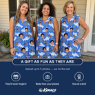 Friends in matching Women's River Rascals Custom Face V-Neck Dress — a group gift photo