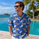 Real-life photo of someone wearing Men's River Rascals Custom Face Hawaiian Shirt — custom faces printed all-over