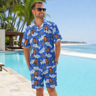 Real-life photo of someone wearing Men's River Rascals Custom Face Shirt & Shorts Set — custom faces printed all-over