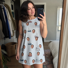 Real-life photo of someone wearing Women's Sardine Skippers Custom Face Tank Dress — custom faces printed all-over