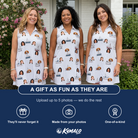 Friends in matching Women's Sardine Skippers Custom Face V-Neck Dress — a group gift photo