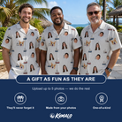 Friends in matching Men's Sardine Skippers Custom Face Hawaiian Shirt — a group gift photo