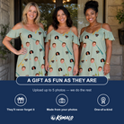Friends in matching Women's Pole Position Custom Face Off-Shoulder Dress — a group gift photo