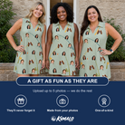 Friends in matching Women's Pole Position Custom Face V-Neck Dress — a group gift photo