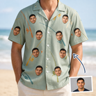 Man wearing Men's Pole Position Custom Face Hawaiian Shirt — custom faces printed all-over