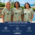 Friends in matching Women's Pole Position Custom Face Hawaiian Shirt — a group gift photo
