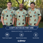 Friends in matching Men's Pole Position Custom Face Polo Shirt — a group gift photo