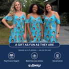 Friends in matching Women's Barbed Banter Custom Face Off-Shoulder Dress — a group gift photo