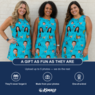 Friends in matching Women's Barbed Banter Custom Face Tank Dress — a group gift photo