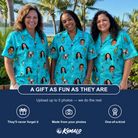 Friends in matching Women's Barbed Banter Custom Face Hawaiian Shirt — a group gift photo