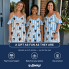 Friends in matching Women's Tuna Tactics Custom Face Off-Shoulder Dress — a group gift photo