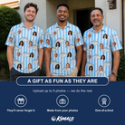 Friends in matching Men's Tuna Tactics Custom Face Polo Shirt — a group gift photo