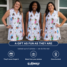 Friends in matching Women's Backspin Bonanza Custom Face V-Neck Dress — a group gift photo
