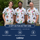 Friends in matching Men's Backspin Bonanza Custom Face Polo Shirt — a group gift photo