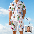Man wearing Men's Backspin Bonanza Custom Face Shirt & Shorts Set — custom faces printed all-over