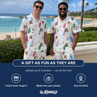 Friends in matching Men's Backspin Bonanza Custom Face Shirt & Shorts Set — a group gift photo