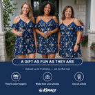 Friends in matching Women's Swing Crossroads Custom Face Off-Shoulder Dress — a group gift photo