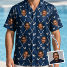 Man wearing Men's Swing Crossroads Custom Face Hawaiian Shirt — custom faces printed all-over